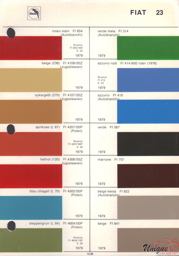 1979 Fiat Paint Charts Glasurit 3